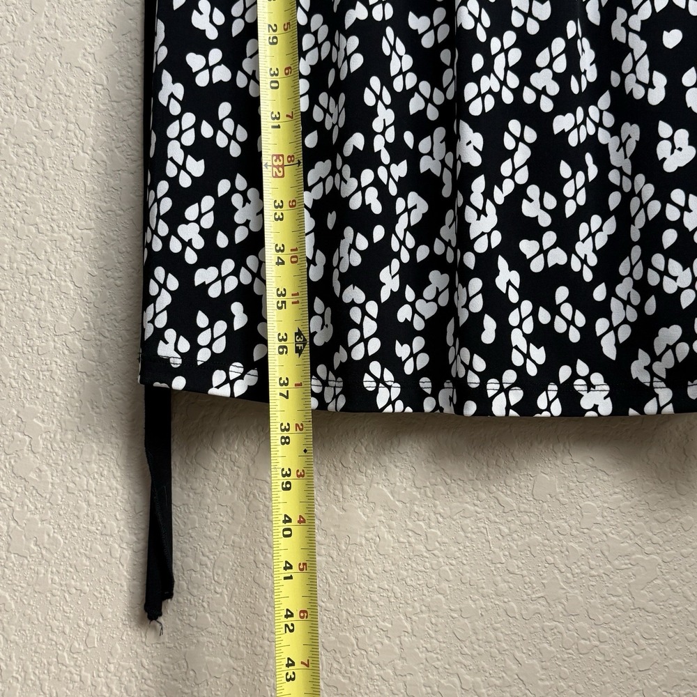 Vtg Wrapper Y2K Mod Black/White Empire Waist Faux Belt Tie Back Midi Dress Sz M - Picture 7 of 10